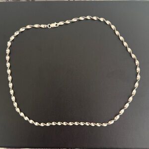 Sterling Silver Herringbone Spiral Necklace